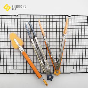 Accessoires de cuisine durables, pince alimentaire en silicone de qualité alimentaire avec manche en acier inoxydable, pinces à spaghetti et à pain, adaptées pour le barbecue - Product Image 6