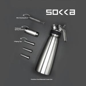 Mezclador de crema de acero inoxidable <span class=keywords><strong>Sokka</strong></span> de 500ml, pistola de crema espumadora de Metal, botella de sifón, artefacto para batir crema - Product Image 3