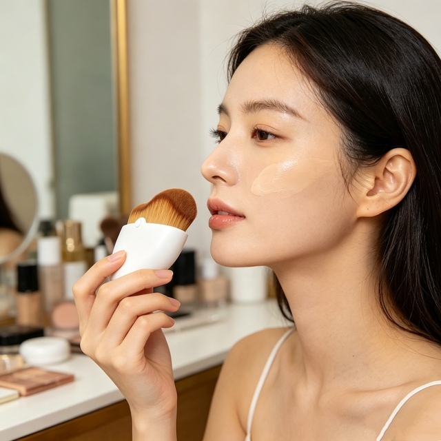 White Painted Plastic Handle Foundation Brush Vegan Synthetic Hair Private Label High Quality Luxury Professional Face Concealer