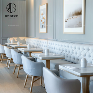 Table carrée en marbre moderne de qualité supérieure, chaise en cuir, <span class=keywords><strong>banquette</strong></span> blanche, sièges écologiques, café-<span class=keywords><strong>restaurant</strong></span> commercial - Product Image 1