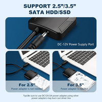 Cable USB 3.0 a SATA para Disco Duro Externo HDD/SSD SATA III de 3.5/2.5 Pulgadas, Cable Easy Drive con Adaptador de Corriente DC 5.5 12V/2A