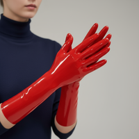 Gants courts en latex naturel à 100 %, ajustés, en caoutchouc rouge pour cosplay, soirée, clubwear, service de découpe tendance
