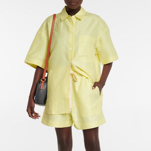 <span class=keywords><strong>Camicia</strong></span> Elegante da Donna in <span class=keywords><strong>Lino</strong></span> e Cotone Oversize, Casual, Personalizzabile, Lavabile, Ecologica, di Alta Qualità, in Giallo - Product Image 1