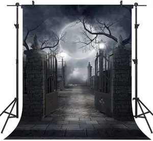 Halloween Backdrop Pumpkin Lantern Castle Forest Moon Tombstone Baby Photography Background For Photo Studio Props