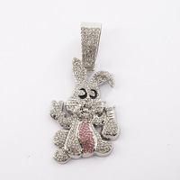 PD3145 Collier pendentif lapin de dessin animé de style hip-hop Chaîne cubaine Accessoire de cou Alliage tendance