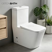 WC monobloc moderne en céramique avec abattant à fermeture douce, économie d'eau, double chasse, à poser au sol, pour usage domestique et commercial