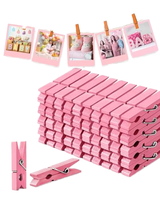 Pinces à linge classiques mini en bois roses de 1,4 pouce, 50 pièces, multifonctionnelles, pour l'artisanat en classe, les baby showers et la suspension d'œuvres d'art
