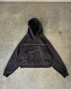 Sudadera con capucha de algodón grueso para hombre, de venta directa de fábrica, con hombros caídos y corte cropped tipo boxy - Product Image 2