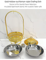 Chauffe-Plat Suspendu BOSAI Luxe Or 8L en Acier Inoxydable avec Couvercle pour Buffet, Hôtels, Banquets et Services de Traiteur