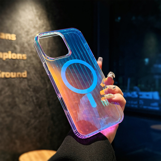 New Luxury Laser IMD Phone Case Shiny and Magnetic Cell Phone Case Acrylic Hard Cover for iPhone 17 16 15 14 13 12 Pro Max 16E
