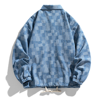 Veste en jean personnalisée pour hommes Veste en jean à col rabattu et boutons à carreaux pour hommes