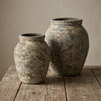 Grand pot de fleurs vintage en fibrociment avec trou de drainage, écologique, léger, pour jardinage intérieur/extérieur, décoration de la maison