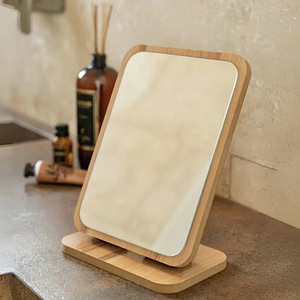 Wooden Desktop Makeup Mirror Rotating Portable For Home Student Dormitory - Product Image 1