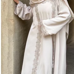 Abaya Muçulmana Loriya Dubai para Mulheres, Conjunto Fantástico de Renda em 3 Peças, Vestuário Islâmico Feminino, <span class=keywords><strong>Cardigan</strong></span> com Vestido Interno para Uso no Eid - Product Image 6