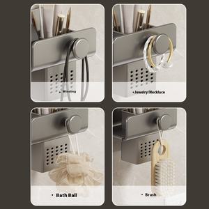 浴室壁挂式金属多功能储物架电动吹风机支架无打孔设计单层 - Product Image 4