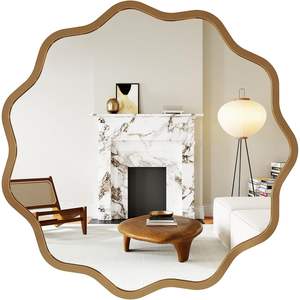 Miroir mural rond ondulé en verre Brightify de 24 pouces avec cadre en métal doré pour salon et salle de bain - Product Image 4