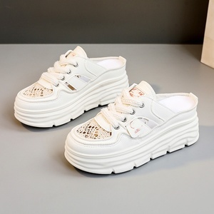 Zapatos transpirables para mujer, zapatos casuales de verano con suela gruesa y superficie tejida, sandalias de moda para mujer - Product Image 5