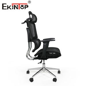<span class=keywords><strong>Chaise</strong></span> <span class=keywords><strong>de</strong></span> <span class=keywords><strong>bureau</strong></span> exécutive <span class=keywords><strong>ergonomique</strong></span> moderne Ekintop avec dossier en maille, hauteur réglable, base pivotante, accoudoirs fixes, cadre en acier chromé - Product Image 3