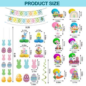 Joyeuses Pâques Bannières Bunny Foil Swirl Pièce maîtresse en nid d'abeille Kit <span class=keywords><strong>de</strong></span> décoration <span class=keywords><strong>de</strong></span> fête <span class=keywords><strong>de</strong></span> Pâques pour les faveurs <span class=keywords><strong>de</strong></span> fête <span class=keywords><strong>de</strong></span> Pâques Fournitures - Product Image 5