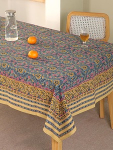 Nappe de table imprimée en blocs indiens nappe en coton fleuri nappe imprimée en blocs Rajasthani pour la maison et l'hôtel - Product Image 5