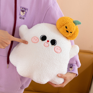 Jouets en peluche super doux en forme de citrouille de Noël et de fantôme, design brodé, maille en peluche, oreiller de sommeil pour enfants, rembourrage en coton PP, soulagement du stress - Product Image 4