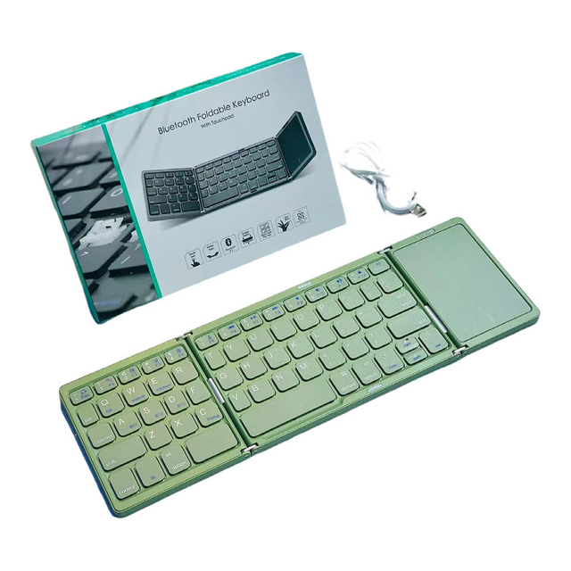 64-Key Foldable Wireless Keyboard with Touchpad Rechargeable Mini Bluetooth Keyboard for Android Tablet Laptop