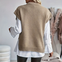 Maßgefertigte Damen-Zopfmuster-Strickweste Locker Geschnittener Rundhals-Pullover Ärmellos Vintage Lässiges Tanktop Fabrikfertigung
