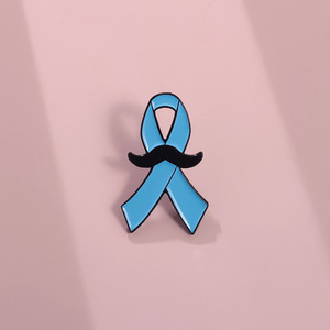 Pin kerah lencana kesadaran prostat bros kumis janggut pita biru kesadaran kanker prostat pabrikan - Product Image 2