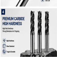 Fresa de carburo de 3 filos con recubrimiento DLC para ranurado profundo de aluminio, para router CNC