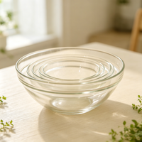 Lot de 5 bols en verre sans plomb, ronds, pour le stockage des aliments (céréales, soupes, salades, pâtes, riz, flocons d'avoine, fruits)