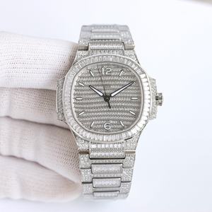 Movimiento de reloj artesanal de alta calidad 7118. Cristal de zafiro mecánico. Incrustaciones de cristal coloridas. Reloj de mujer a la moda. - Product Image 1