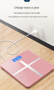 Vente en gros <span class=keywords><strong>USB</strong></span> <span class=keywords><strong>Rechargeable</strong></span> Précision Fine Smart avec fonction de rétroéclairage Affichage LED 180 KG Échelle de poids de salle de bain humaine - Product Image 3