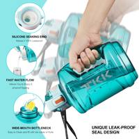 Bouteille d'eau Tritan 2L (demi-gallon) avec logo personnalisé, sans BPA, anti-fuite, avec paille, style européen, unisexe, accessoire de sport et de camping, écologique