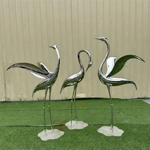 Modern tasarım açık büyük Staues paslanmaz çelik heykeller kuşlar bahçe dekorasyon için