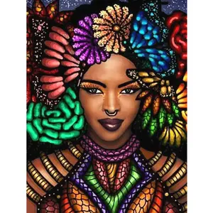 Huacan 5d مجموعات لوحات فنية ماسية للنساء السود بيع بالجملة فسيفساء ماسية صورة كاملة الموضة الحديثة زيت قطعة واحدة قماش
