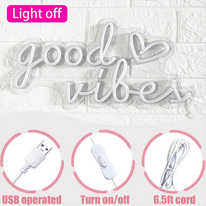 Enseignes au néon personnalisées Good Vibes, alimentées par USB, LED blanc chaud, pour chambre à coucher, fête d'<span class=keywords><strong>anniversaire</strong></span>, mariage, salon, bar, maison, salle de jeux pour filles - Product Image 4