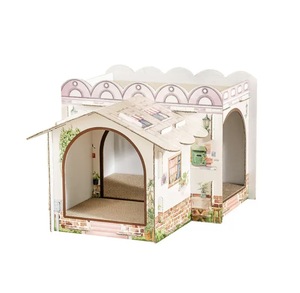 <span class=keywords><strong>Maison</strong></span> pour animaux de compagnie en <span class=keywords><strong>carton</strong></span> moderne à 2 étages avec griffoir pour chats, lapins et petits animaux - Cadeau de Noël ou d'anniversaire - Product Image 2