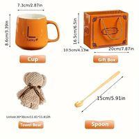 Coffret Cadeau 4-en-1 : Tasse à Café en Céramique avec Serviette, Cuillère Ours – Idéal Anniversaire, Noël, Mariage, Boîte Cadeau Personnalisée