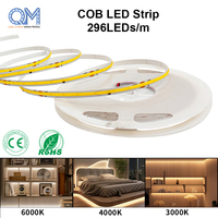 Pita LED COB Lebar 8mm Potongan 125mm 110V/220V Tanpa Trafo Eksternal Ra90 800lm/m untuk Saluran Cove