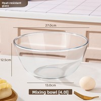 Bol à salade rond en verre pour la cuisine à domicile, résistant à la chaleur, compatible micro-ondes, prêt pour les fêtes, design moderne, différentes tailles