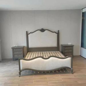 Cama Francesa de Madera Maciza, Blanca Vintage, Tamaño Personalizable, Diseño Sencillo, Directo de Fábrica - Product Image 4