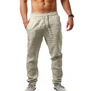 <span class=keywords><strong>Pantalon</strong></span> en coton et <span class=keywords><strong>lin</strong></span> pour hommes, vêtement de jogging décontracté, à séchage rapide, de couleur unie, nouveau, - Product Image 5