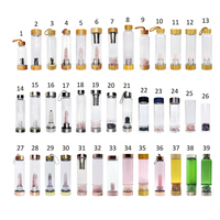 Bouteille d'eau en verre borosilicate infusé de cristal avec baguette interchangeable en cristal de quartz rose, cristal blanc, améthyste