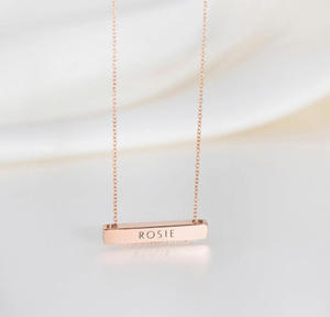 Jietao Thép Không Gỉ 2Cm Khắc Thư Thanh Vòng Cổ Vàng Tên Tấm Tùy Chỉnh Ngang Thanh Khắc Khẳng Định Vòng Cổ - Product Image 5