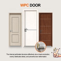 Panneau de porte de salle de bain en wpc personnalisé noyau creux ensemble de porte de toilette en verre résistant à l'humidité portes composites en bois plastique
