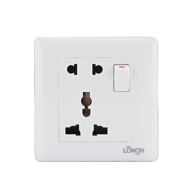 White 2 Gang 13A 2 & 3 Pin Universal Multi Function Electric Wall Switch and Socket
