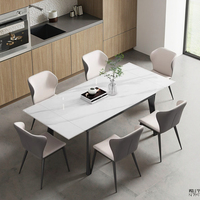 Nordisches Luxus-Esstisch-Set mit Ausziehbarem Klappbarem Metalltisch und Stühlen, Eisenrahmen, Modernes Design für Kleine Wohnungen, Rechteckige Platte