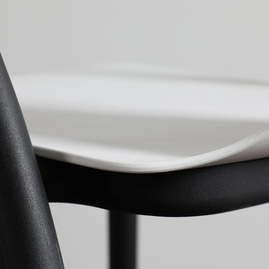 Minimalist Modern Plastic Nordic Style Dining Chair With <b>Backrest</b> For Home Lounge Use White Red Blue Yellow Green Natural Wood - Product Image 3