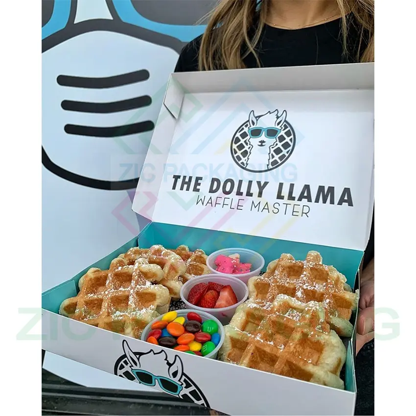 Bolha Waffle Paper Cone Box Com Sorvete Caixa De Waffle Embalagem Cera Caixa De Papel Revestido para Embalagem De Waffle