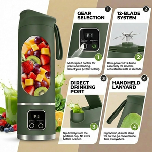 Mini Licuadora Portátil, 5 Cuchillas, 450 ml, USB, Impermeable, para Smoothies, Uso en Exteriores, 12000 RPM o Menos, Multifuncional para Estudiantes y Hogar - Product Image 4